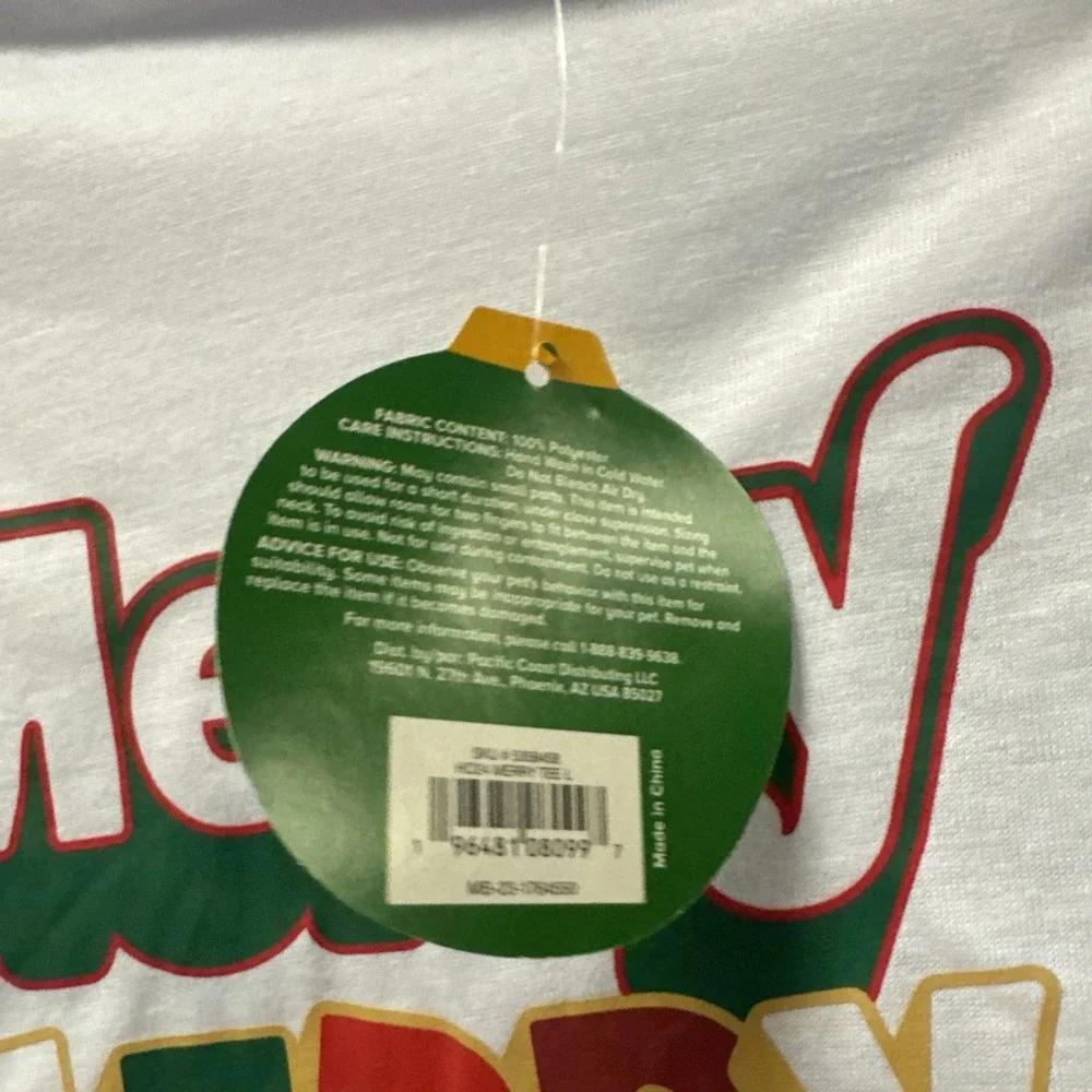 New Merry&Bright Christmas Merry and Bright Dog T-Shirt Size L‎ Large